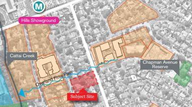 An aerial map of where the proposed development is located.