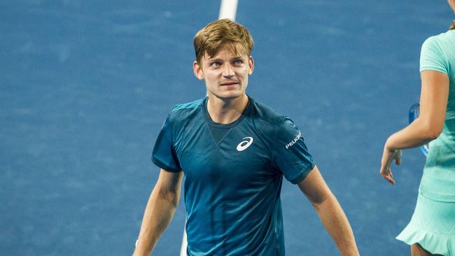 David Goffin during a Hopman Cup doubles match.