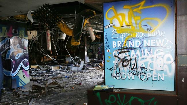 Inside the old Balmain Leagues Club site in Rozelle. Plans for development of a new Leagues Club might be quashed if the State government decides to use the site during building of the Western Harbour Tunnel. Picture: John Appleyard