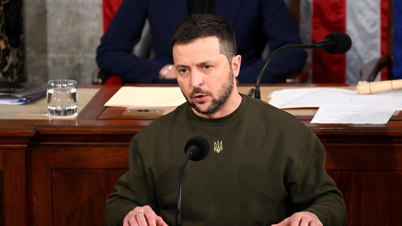 Ukraine’s President Volodymyr Zelenskyy addresses the US Congress at the US Capitol in Washington, DC. Picture: AFP