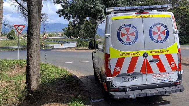 An ambulance on the scene where Brian Adamson was found. Picture: TNV