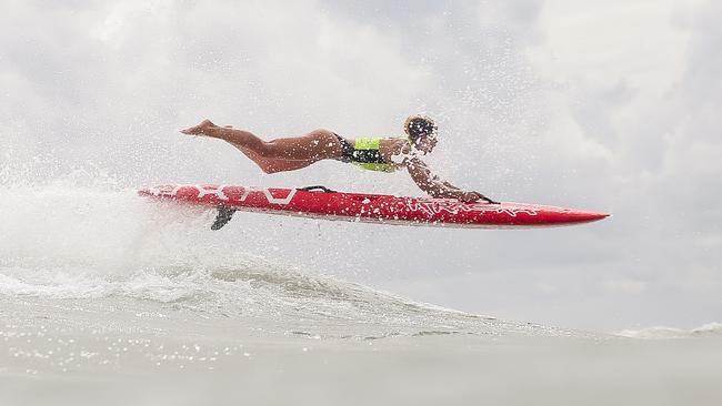 Claudia Rose-Slavin from Burleigh Burleigh Heads Mowbray Park takes flight. Picture: Dannion Hards/SLSA.