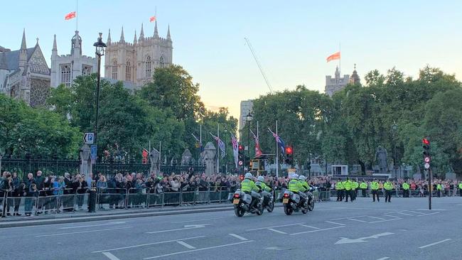 Police on standby outside the Palace of Westminster in London. Picture: Natalie Bosnic