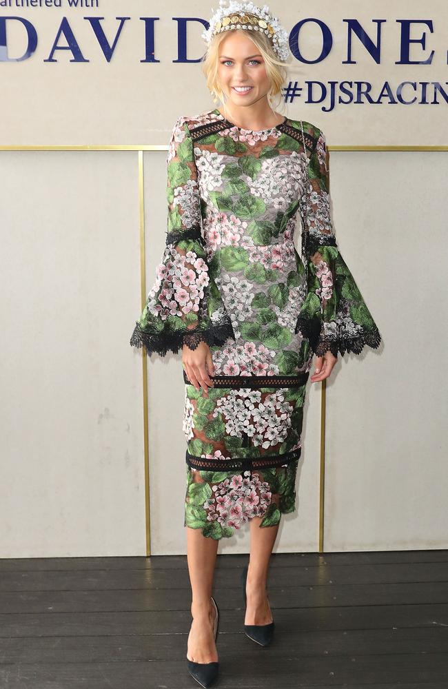 Elyse Knowles attends the David Jones Marquee during Caulfield Cup Day. Picture: Scott Barbour, Getty Images.