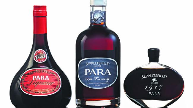 Seppeltsfield 1996 Para Tawny, 1987 Vintage Tawny Para Liqueur and 1917 100 Year Old Para Liqueur.