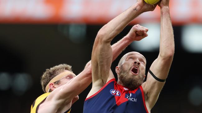 Melbourne’s Max Gawn could become the first ruckman in almost 30 years to win the Brownlow Medal after a superb start to the season. Picture: Michael Klein