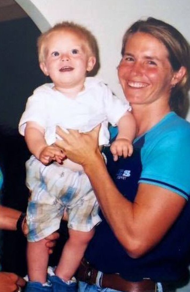 The late Helen Lambert Ewing with her son Ethan Ewing. Picture: Point Lookout Boardriders Facebook Page.