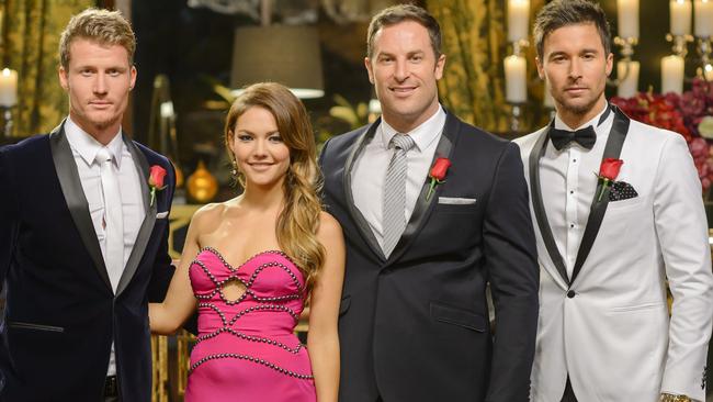 Who will win at the Logies on Sunday? Gogglebox stars predict The Bachelorette (Richie Strahan, Sam Frost, Sasha Mielczarek and Michael Turnbull) will win a gong. Picture: Ten