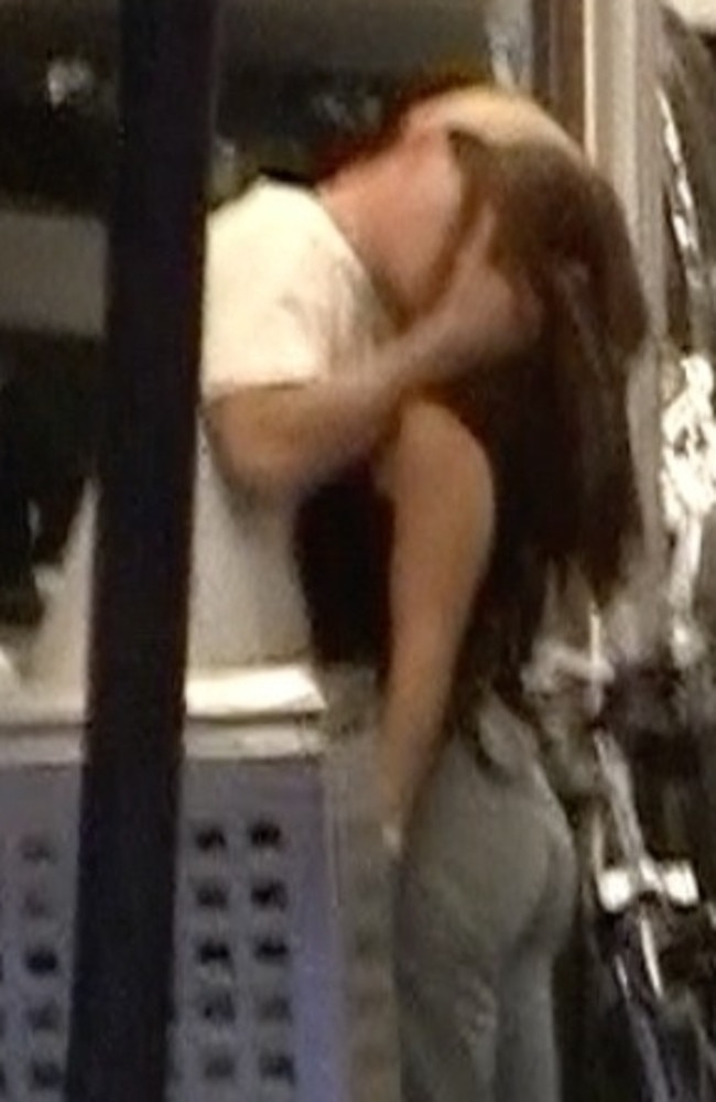 The new couple were spotted kissing outside a Sydney restaurant. Picture: KHAP/BACKGRID