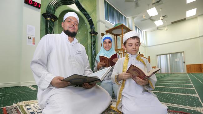 Pictured at the Arundel Mosque open day, L-R sheik Mohamed Ali, Asma Antar and Yusuf Castor. Picture: Mike Batterham.