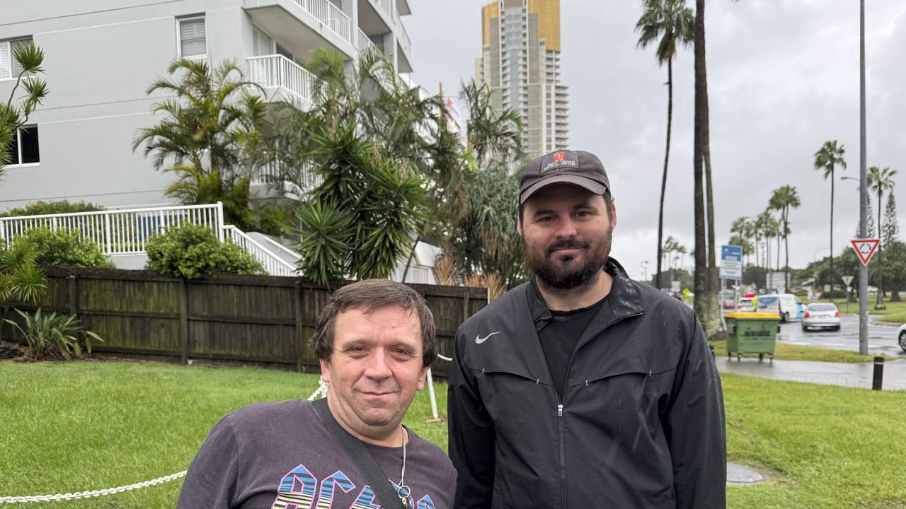 Southport residents Josh Jensen and Brock Jones were shopping at Australia Fair Shopping Centre when it was evacuated due to a fire on March 10, 2025. Picture: Andrew Potts