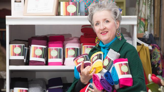 Madeleine Lancaster, designer and manufacturer of Madlegs, at her Balwyn North shop. Picture: Sarah Matray