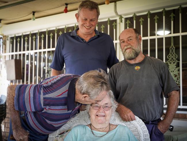 Mackay veteran and VC recipient Keith Payne (left), pictured with PTSD Frontline chairman Dr Peter Wirth (centre), son Colin Payne and wife Florence, is backing the Daily Mercury‘s Hub for our Heroes campaign to develop a veterans and first responders treatment centre at Kinchant Dam as part of the Daily Mercury's Hub for our Heroes campaign. Picture: Heidi Petith