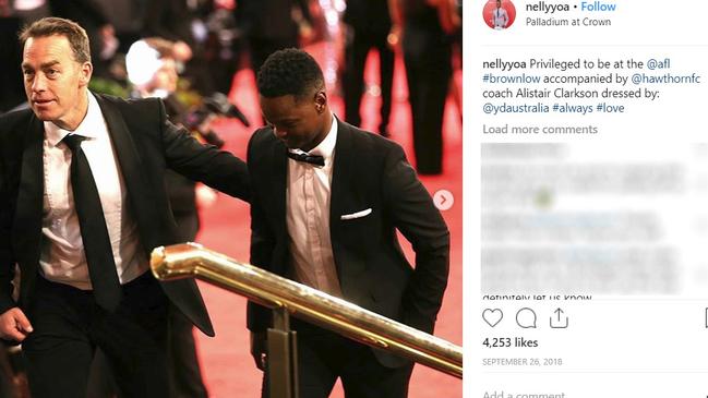 Security are believed to have found him in the toilets and escorted him from the Brownlow. Picture: Instagram 