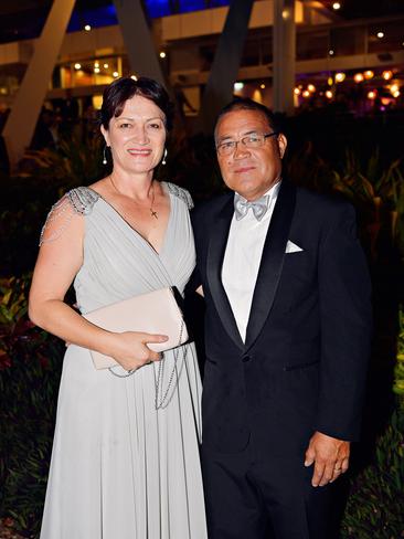 Wattie Kirikino, and Rayna Kirikino at the 2017 Qantas Darwin Turf Club Gala Ball at SkyCity Casino. Picture: MICHAEL FRANCHI