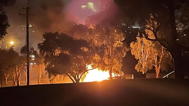 A stolen car was set on fire in the middle of Merewether Golf Course. Picture: Supplied