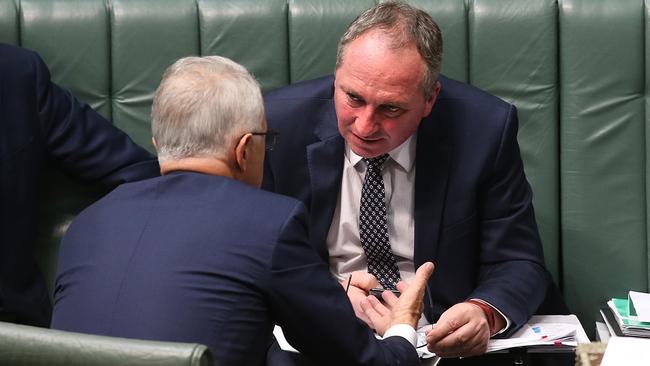 PM Malcolm Turnbull and Deputy PM Barnaby Joyce in Question Time. Picture: Kym Smith.