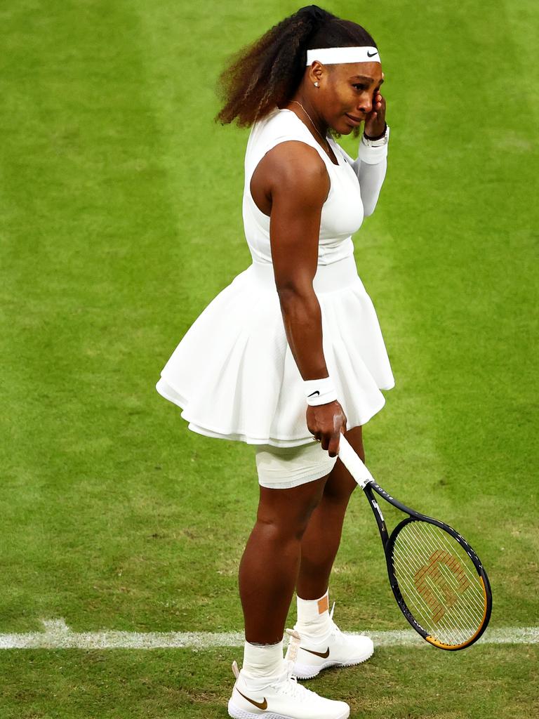 Serena Williams exits Wimbledon in 2021. Photo by Julian Finney/Getty Images.