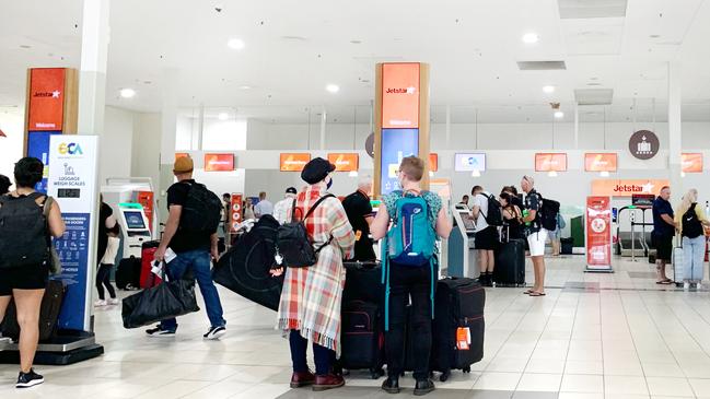 Travellers at Gold Coast Airport. Picture: Scott Powick