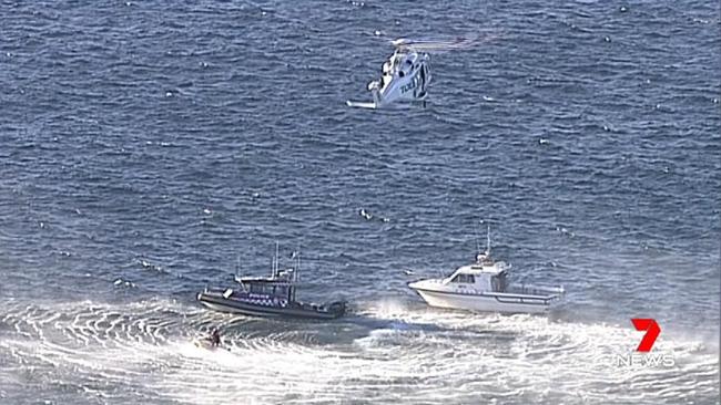 The main’s body was pulled from the water by a rescue helicopter. Picture: Seven News