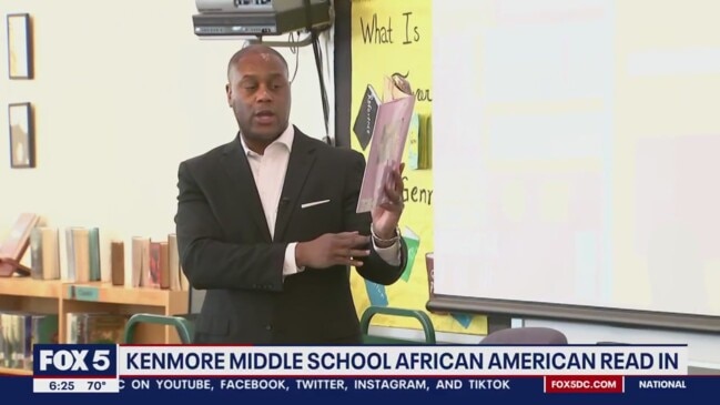 FOX 5’s Rob Desir visits Kenmore Middle School for Black History Month read along