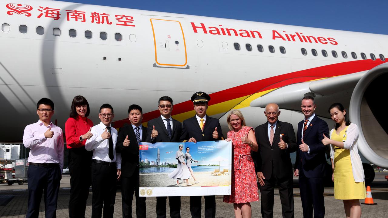 Hainan Airlines is one of a number of Chinese airlines that flies to points all over Australia. PICTURE: STEWART McLEAN