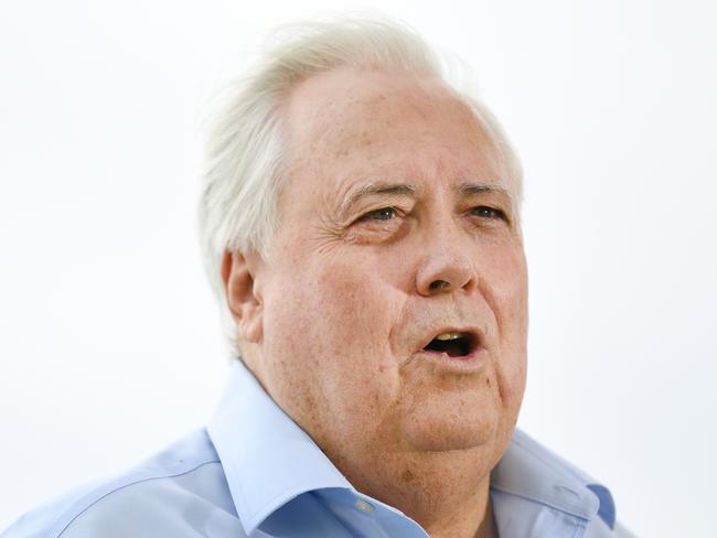 Businessman Clive Palmer is seen during a press conference on the Gold Coast, Monday, March 23, 2020. Mr Palmer said he will pay for more than one million doses of a malaria drug that could help fight coronavirus. (AAP Image/Dan Peled) NO ARCHIVING