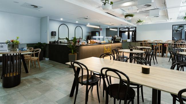 Inside the new Hub Adelaide cafe in Pirie House - 89 Pirie St, Adelaide. Picture: Supplied by Hub Adelaide