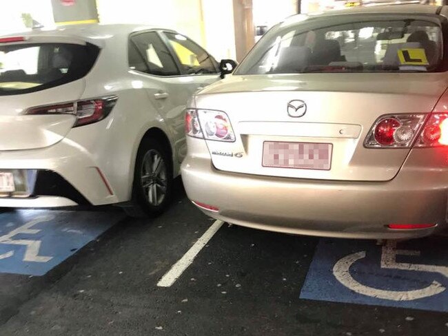 A car without a permit displayed pictured in a disabled space at Robina Town Centre. Picture: Facebook/Australian Disability Parking Wall of Shame.