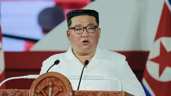 North Korean dictator Kim Jong-un has issued a chilling warning to the West in a new speech. Picture: KCNA via KNS/AFP