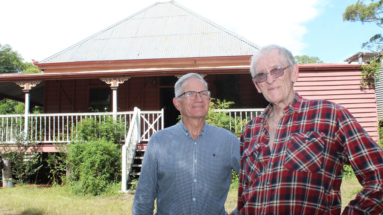 HISTORICAL HOMESTEAD: Carinity Brownesholme manager Peter Aspin and Barry Barwick stand in front of the former Browne family of Highfields home.