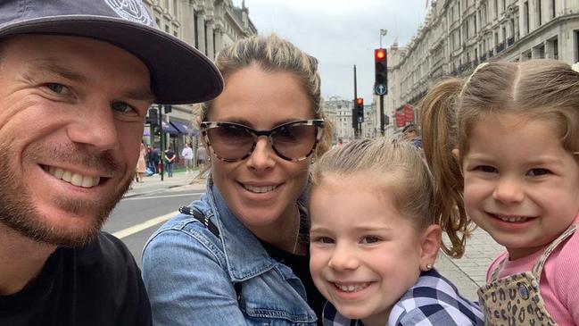 David Warner, wife Candice and their daughters Ivy and Indi. Picture: Instagram