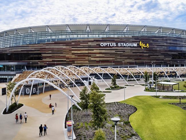 Aerial view of Optus Stadium, PerthImage Suppliedescape8 august 2021top gear thermos