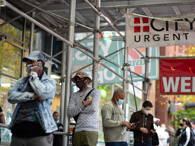 People line up outside a Covid-19 testing site in New York. Picture: AFP