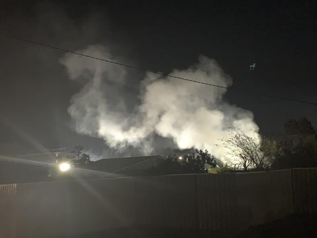 A garage fire in Rokeby sends plumes of smoke into the sky.