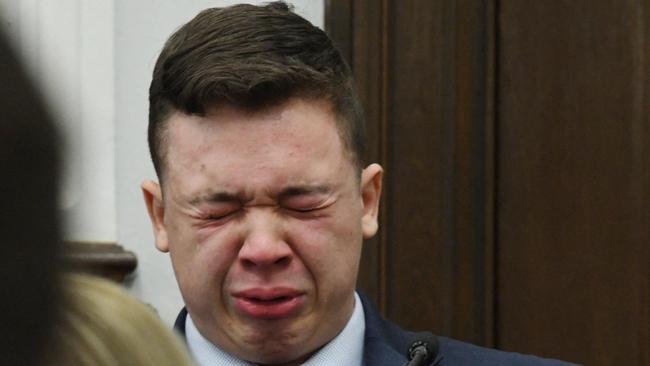 US teen Kyle Rittenhouse becomes emotional describing events leading up to the shooting of three demonstrators in August 2020. Picture: AFP