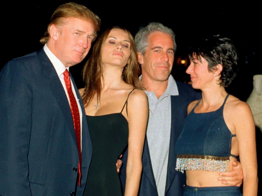 Donald and Melania Trump pictured with Jeffrey Epstein and British socialite Ghislaine Maxwell at the Mar-a-Lago club, Palm Beach, Florida, 2000. Picture: Getty Images