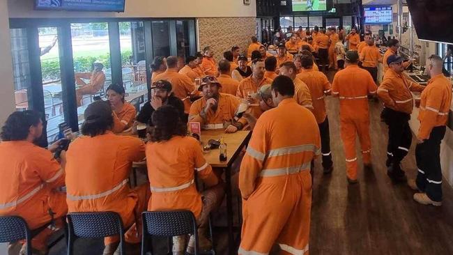 Inpex workers take an early minute after being forced to reapply for their jobs under new contractor Monadelphous in November. Picture: Reddit