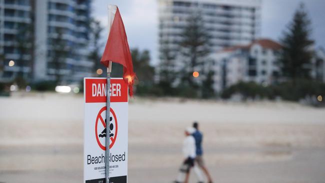 The Gold Coast’s southernmost beaches were closed on Wednesday. Photo: Scott Powick Newscorp