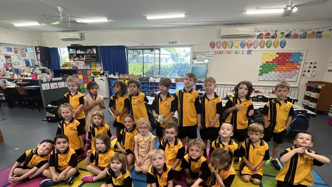 The Prep students of Granville State School having fun during their first week at school.