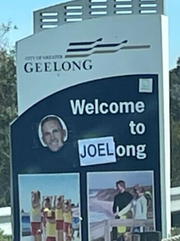 A Geelong fan has altered the city sign.