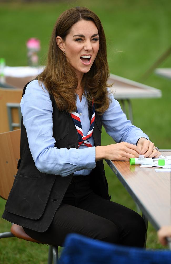 The royal was seen joking around during the visit. Picture: Daniel Leal-Olivas/Getty Images