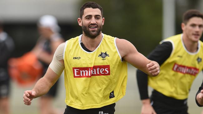 Alex Fasolo at Collingwood training. Picture: David Smith