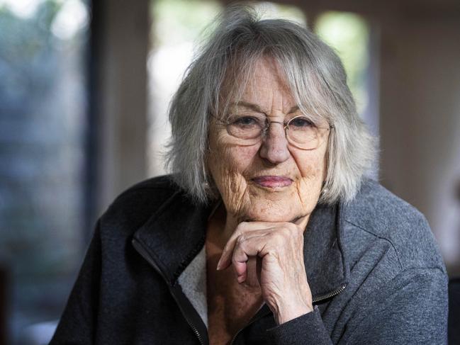 27/06/22 Professor Germaine Greer, pictured in her home on the Mornington peninsula after being released from aged care.. Aaron Francis / The Australian