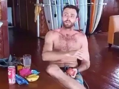 Instagram post of Elliot Foote enjoying a beer after being rescued from Indonesian waters where he survived by floating on a surfboard. Pic: Instagram