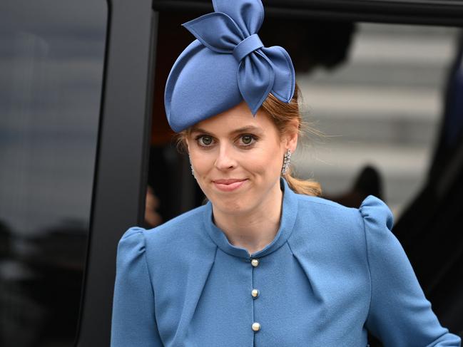 Britain's Princess Beatrice of York arrives to attend the National Service of Thanksgiving for The Queen's reign at Saint Paul's Cathedral in London on June 3, 2022 as part of Queen Elizabeth II's platinum jubilee celebrations. - Queen Elizabeth II kicked off the first of four days of celebrations marking her record-breaking 70 years on the throne, to cheering crowds of tens of thousands of people. But the 96-year-old sovereign's appearance at the Platinum Jubilee -- a milestone never previously reached by a British monarch -- took its toll, forcing her to pull out of a planned church service. (Photo by Daniel LEAL / POOL / AFP)