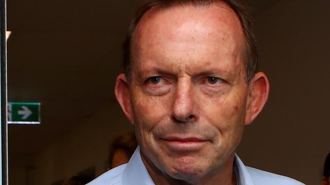 24/04/2019: Liberal candidate Tony Abbott (R) at the Warringah Ballot Draw in Manly on Wednesday. Hollie Adams/The Australian