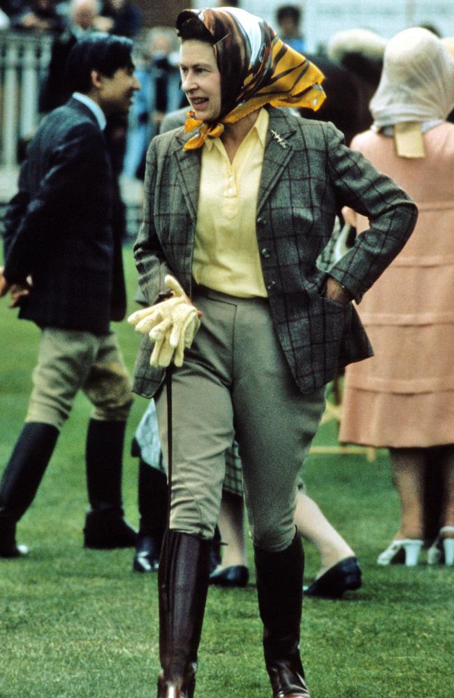 Queen Elizabeth II, pictured here walking around the Windsor Horse Show in riding gear in May of 1988. Picture: Getty Images