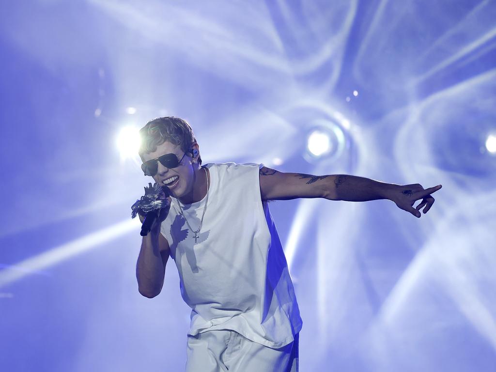 The Kid LAROI lit up the stage with an electric performance before the 2024 NRL Grand Final between the Melbourne Storm and Penrith Panthers at Accor Stadium. Picture: Getty