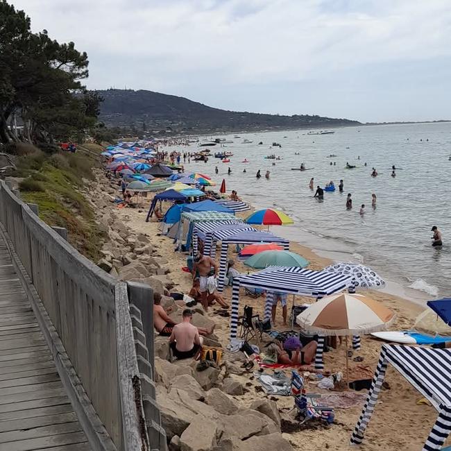 On some beaches, when the tide is in, the cabanas take up all the sand. Picture: Facebook